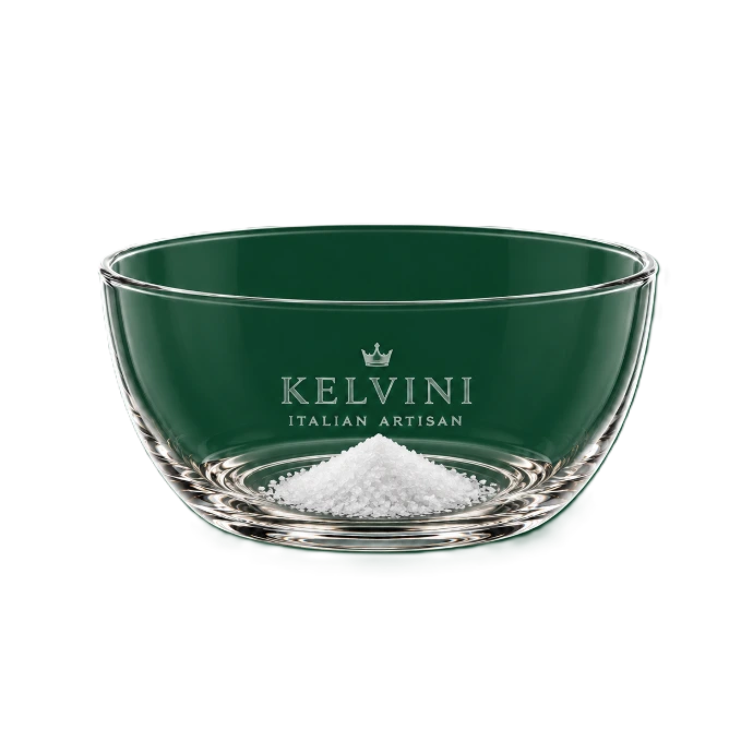 Zout in een groen Kelvini-schaaltje