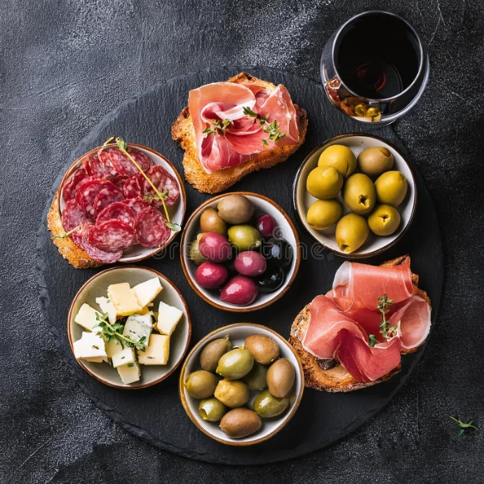 Italiaanse antipasti met olijven, artisjokken en hapjes voor een aperitief"