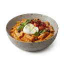 kelvini-mutti-pesto-arancione-180g-Penne-rigaton-Pesto Arancione-burrata-basilicum-cherrytomaatjes.webp