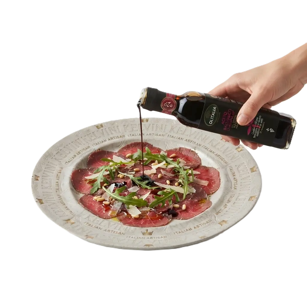 kelvini-olitalia-aceto-balsamico-carpaccio-platbord.webp