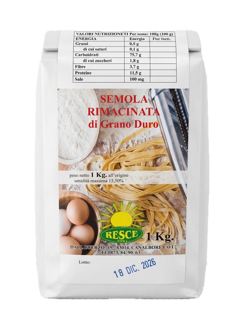 [FAR-RESCE-GRIES-1000] Farina di grano duro macinata due volte (1 kg)