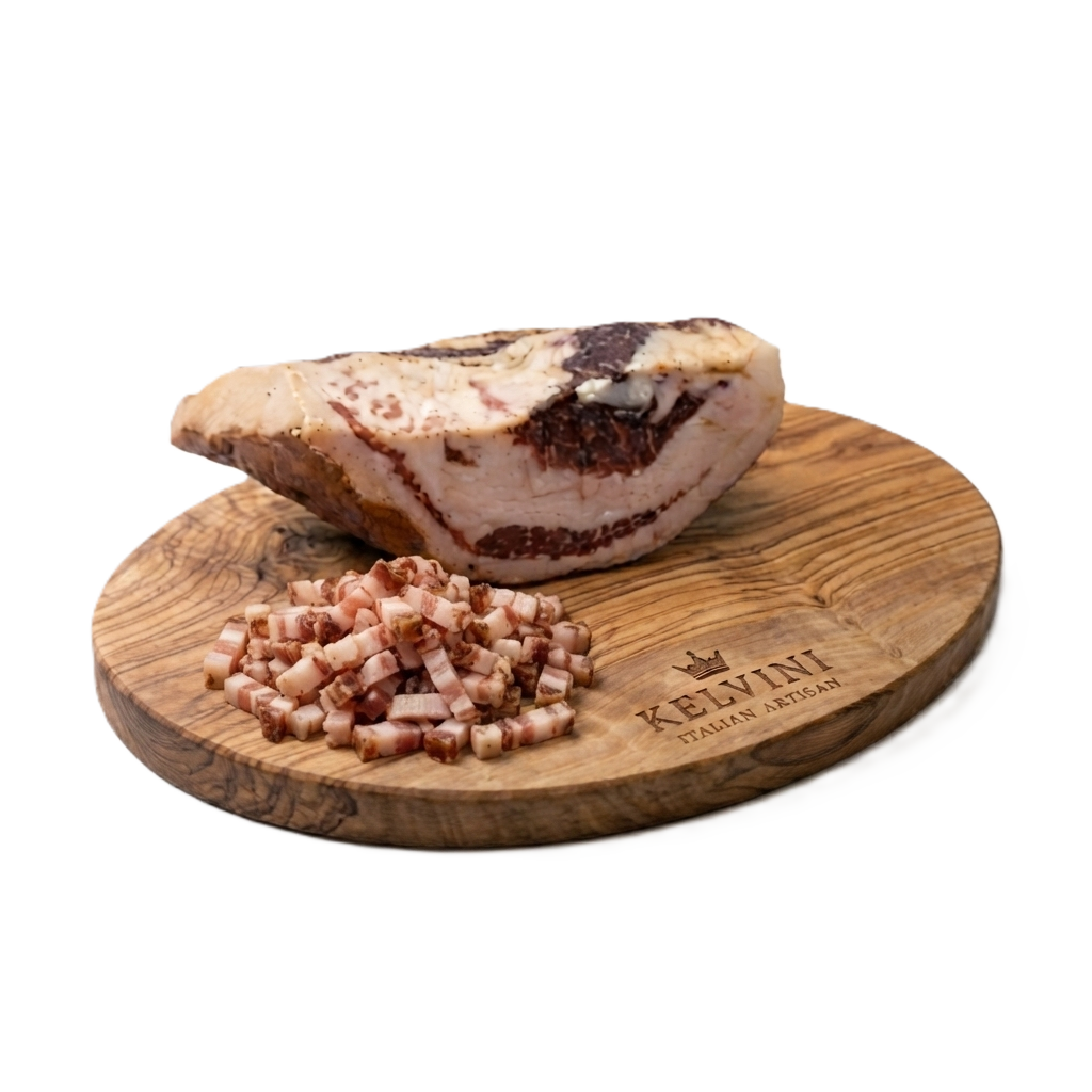 [SAL-VRK-WANG-GUA-350] Varkenswang uit Casalbore - Guanciale (350g)