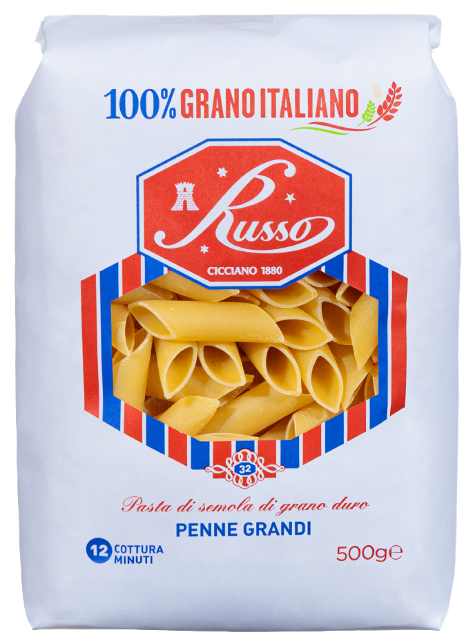 [PAS-RUS-PEN-GRA-500] Large Penne No. 32 – Pasta Russo (500g)