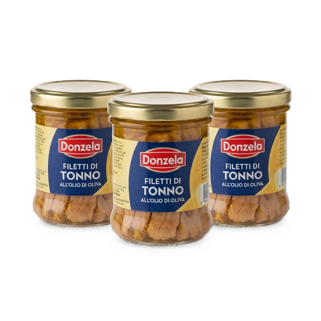 [TON-DON-3x180] Thunfischfilets in Olivenöl – Donzela (3 x 180 g Sparpackung)
