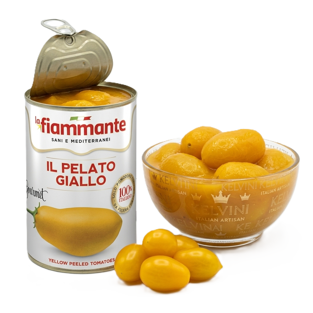[TOM-PEL-GIA-400] Ganze gelbe geschälte Tomaten (400 g)